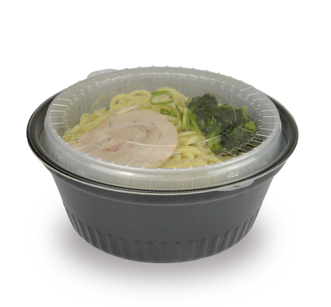 【特大丼】スープがもれにくい麺用どんぶり KNB200黒（フタ・中皿付）【50枚セット】